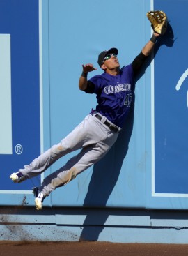 En 2012, Rafael Ortega debutó en grandes ligas con Rockies de Colorado contra Dodgers de Los Ángeles